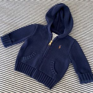 Ralph Lauren Navy Zip-up Sweater Hoodie Size 3M